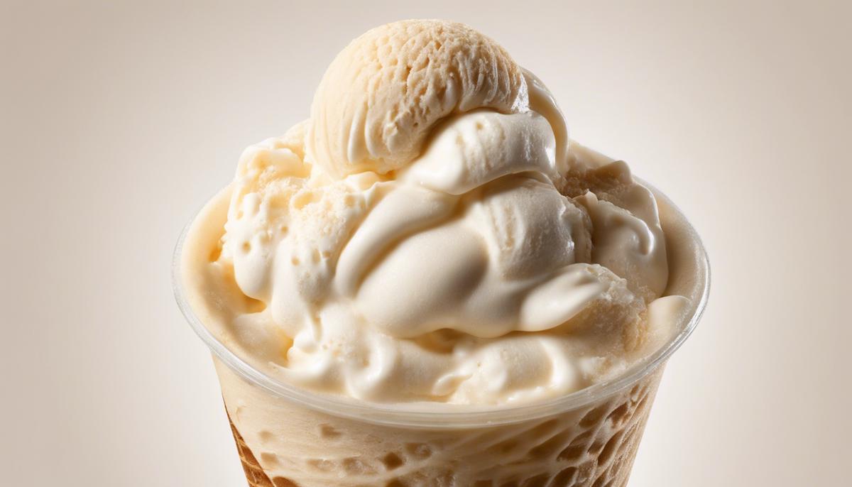 A close-up of a Carl's Jr. Vanilla Hand-Scooped Ice-Cream Shake, showing the creamy texture and hand-scooped ice cream
